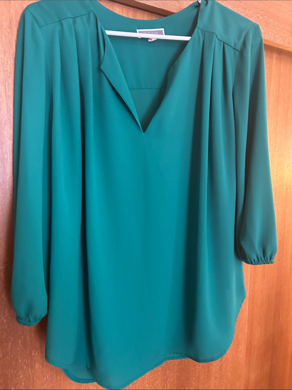 Green V-Neck Women’s Blouse Sz L